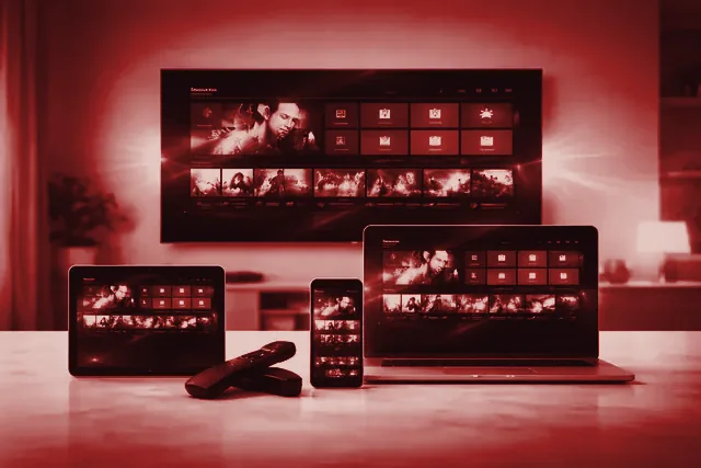 Vodiptv playing on a smart TV, tablet, laptop and phone at once